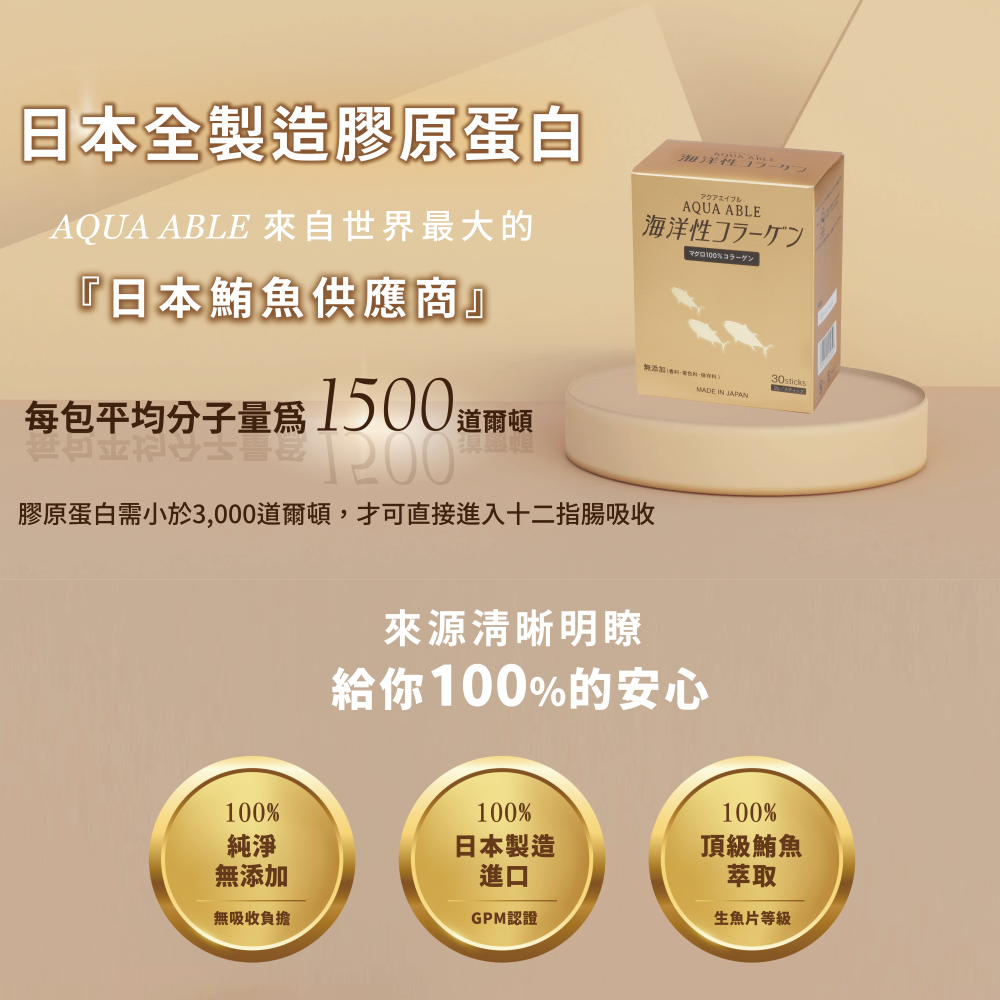 【澎潤逆齡】AQUA ABLE 海洋性鮪魚膠原蛋白胜肽粉(30包)
